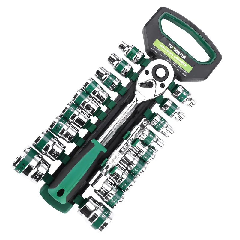 Mirror Finish Socket Set – 12-Piece, 14-Piece & 20-Piece Automotive Repair Tool Kit, Professional Grade Chrome Vanadium Steel Sockets with 1/4" & 3/8" Drive Ratchet